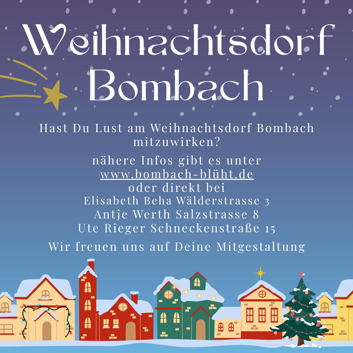 Einladung zum Mitmachen bei der Aktion Weihnachtsdorf Bombach