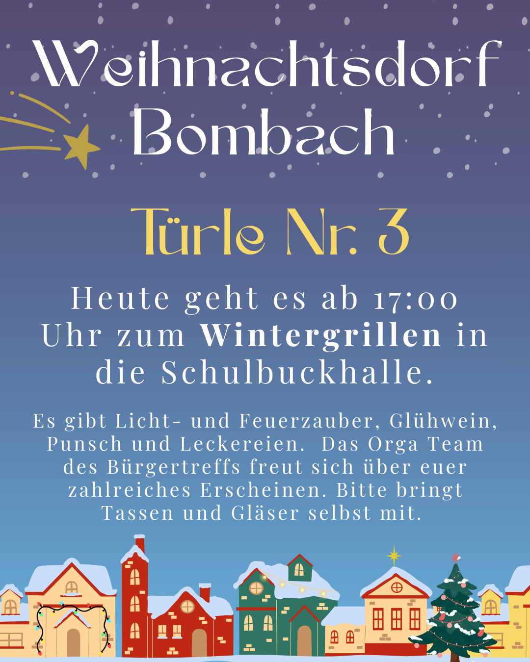 Tür 3 Wintergrillen in der Schulbuckhalle Bürgertreff